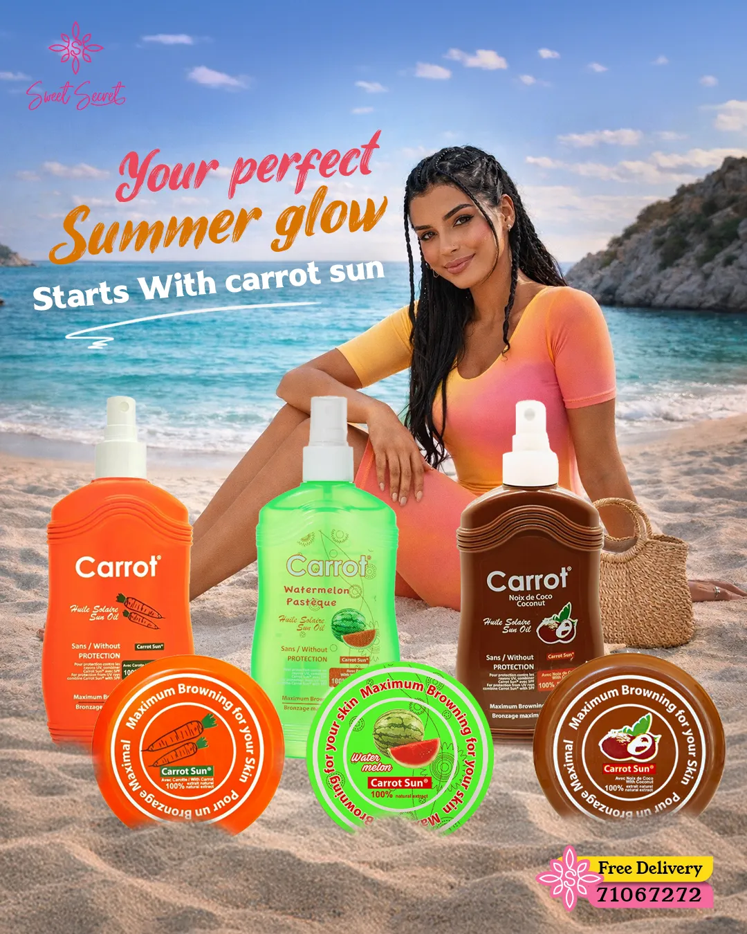 Sweet Secret sun care product post